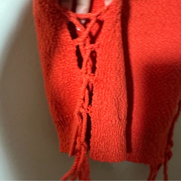 Urban Outfitters Top Women's Size Medium Orange Knit Sweater Tank Open Tie Sides - Picture 7 of 8